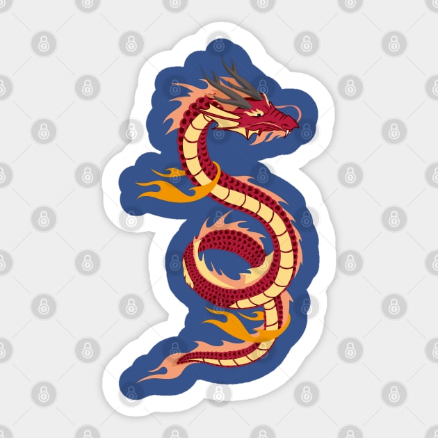 Asian Dragon Sticker by Mako Design 